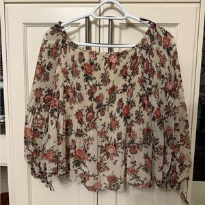 Aritzia Floral Pleated Blouse